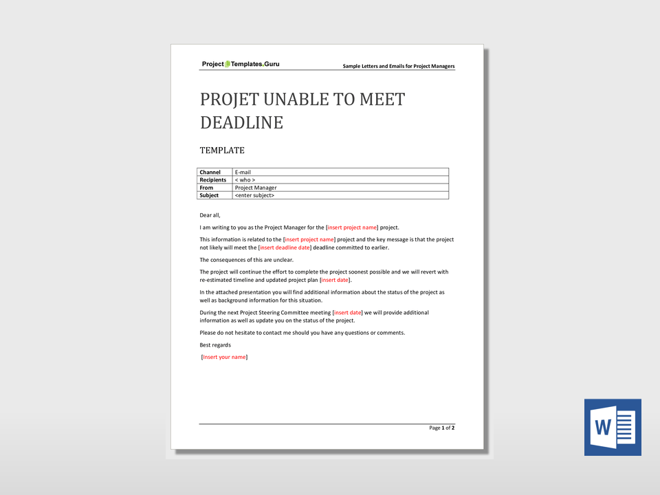 unable to meet deadline email sample
