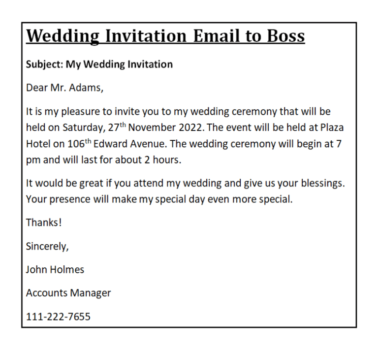 wedding emails examples